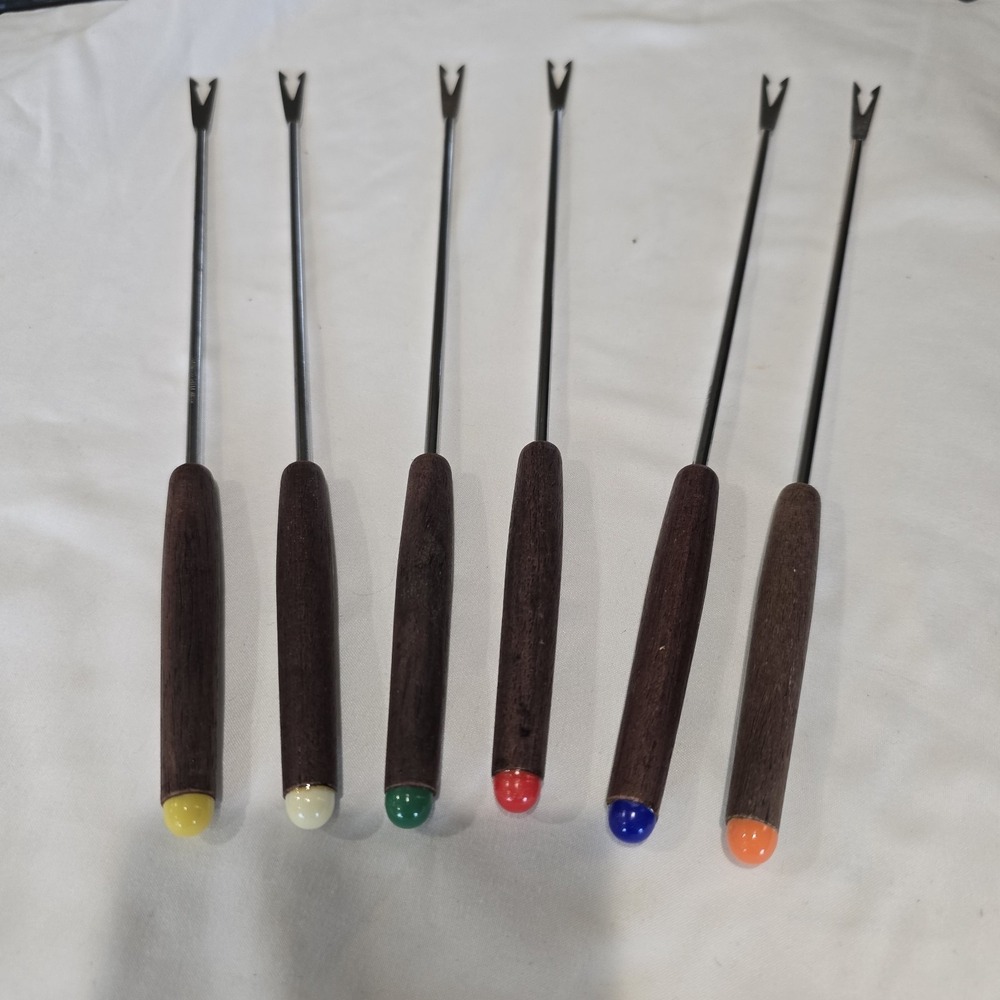 Set of 6 Fondue Forks Stainless Steel With Plastic‎ Handles, 9 1/2" long